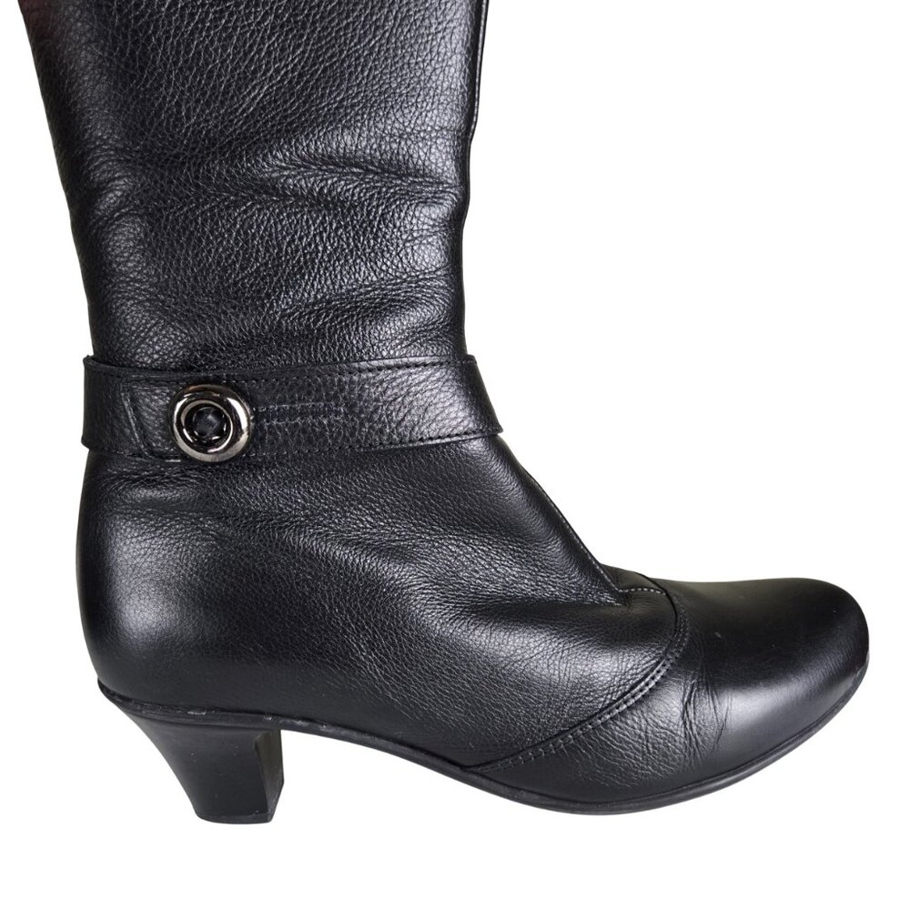 La Canadienne Tall Boots 9 Black Waterproof Leather Full Zip Very Good Condition - Picture 5 of 16